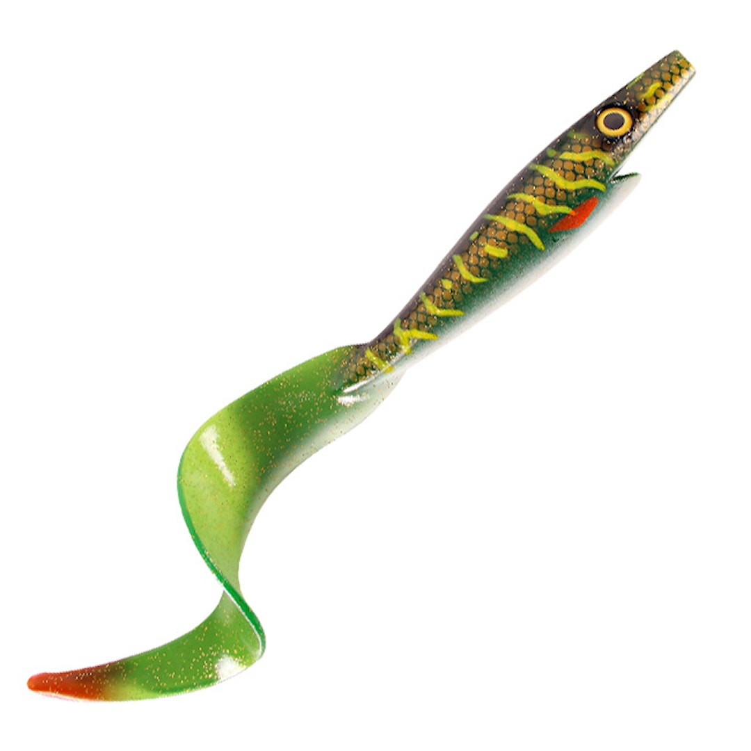 Giant Pig Tail 40 cm fiskjigg Green Motoroil Pike UV - The Pig