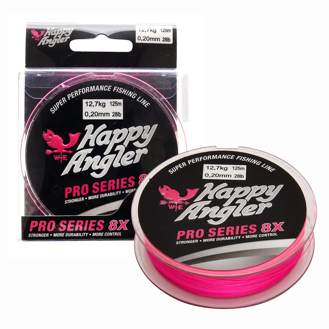 Happy Angler Pro Series 8X 125 m rosa flätlina - Happy Angler