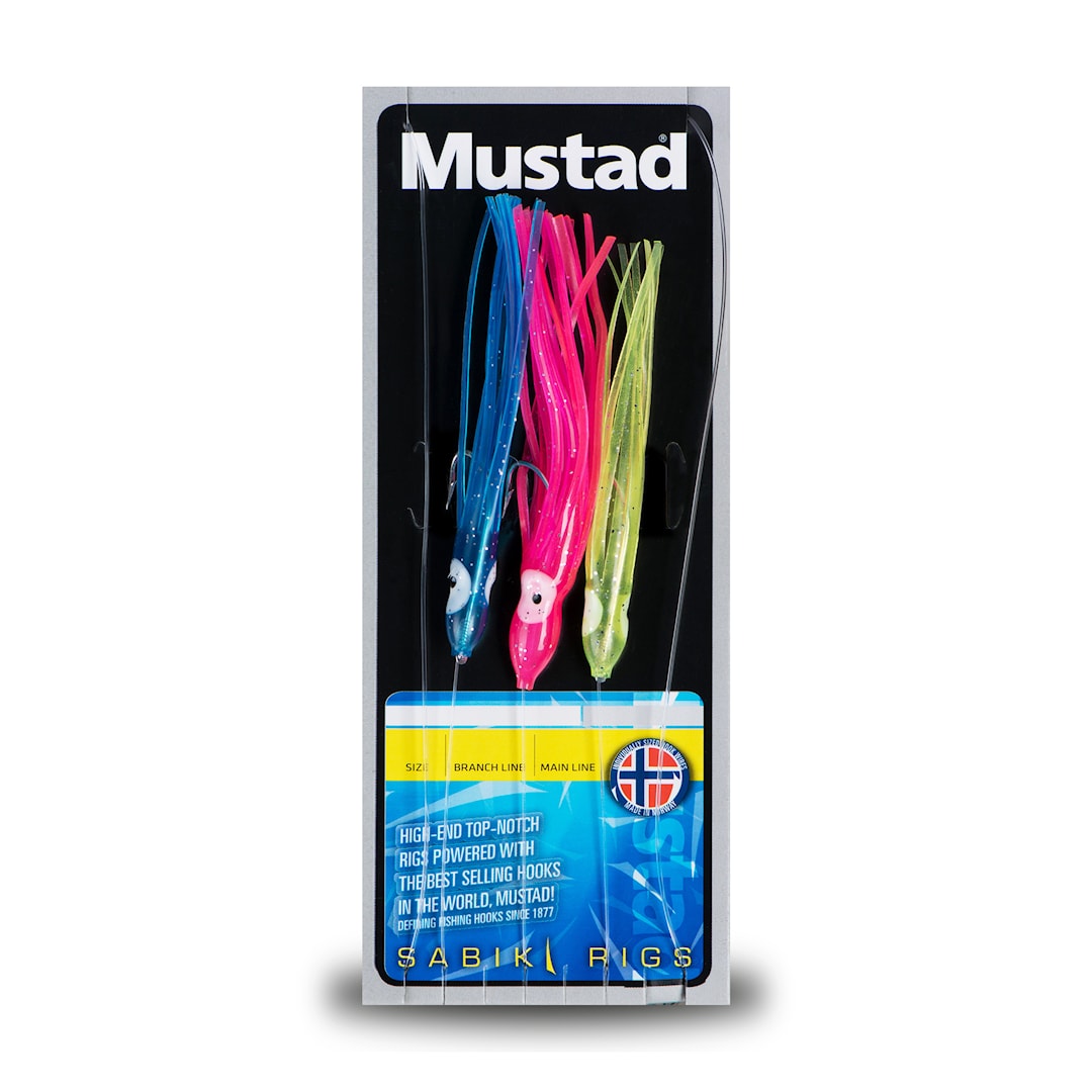Mustad 3 Coloured Squid Rig tackel - Mustad