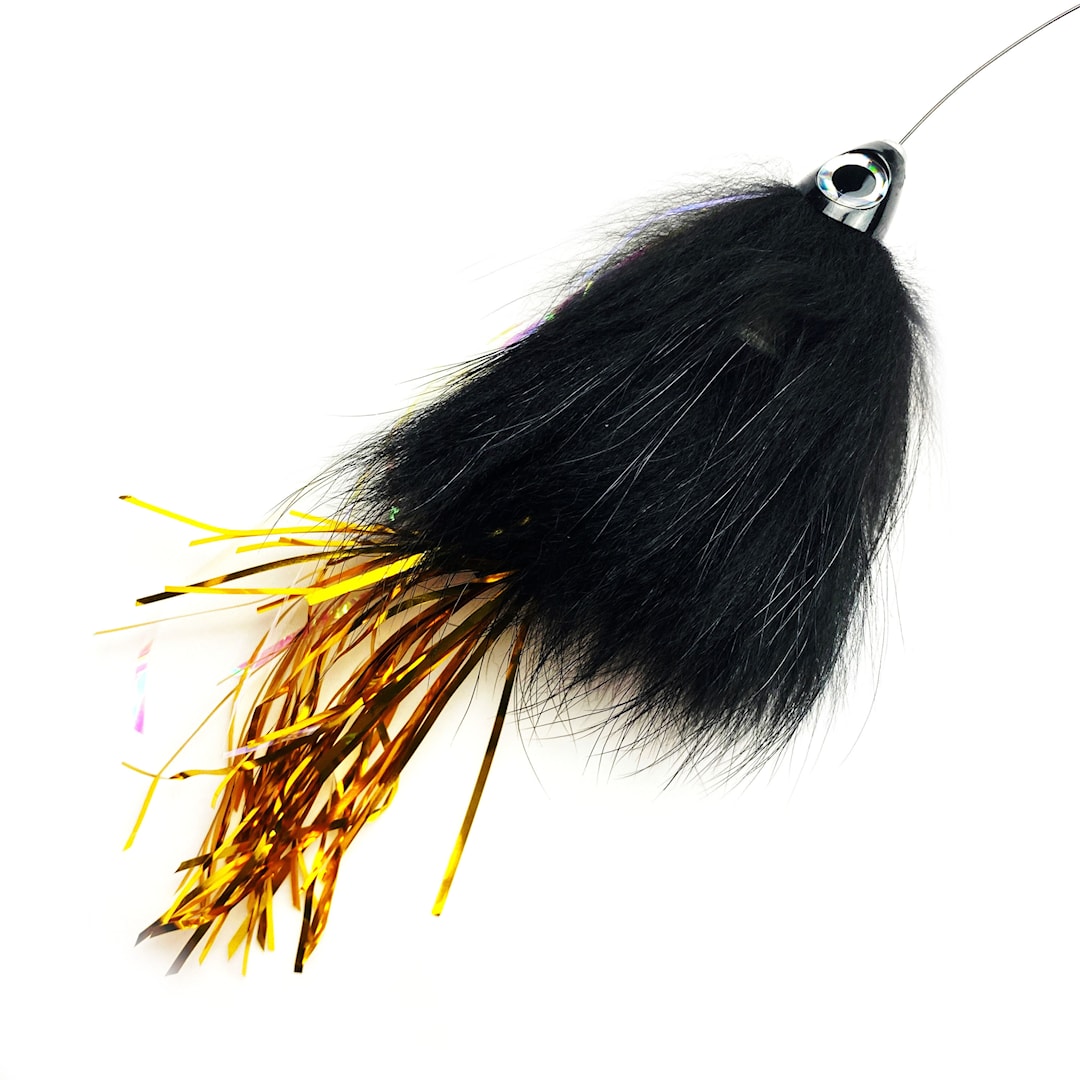 Spintube Pike 45 g kastfluga svart/svart/guld tinsel - Eumer