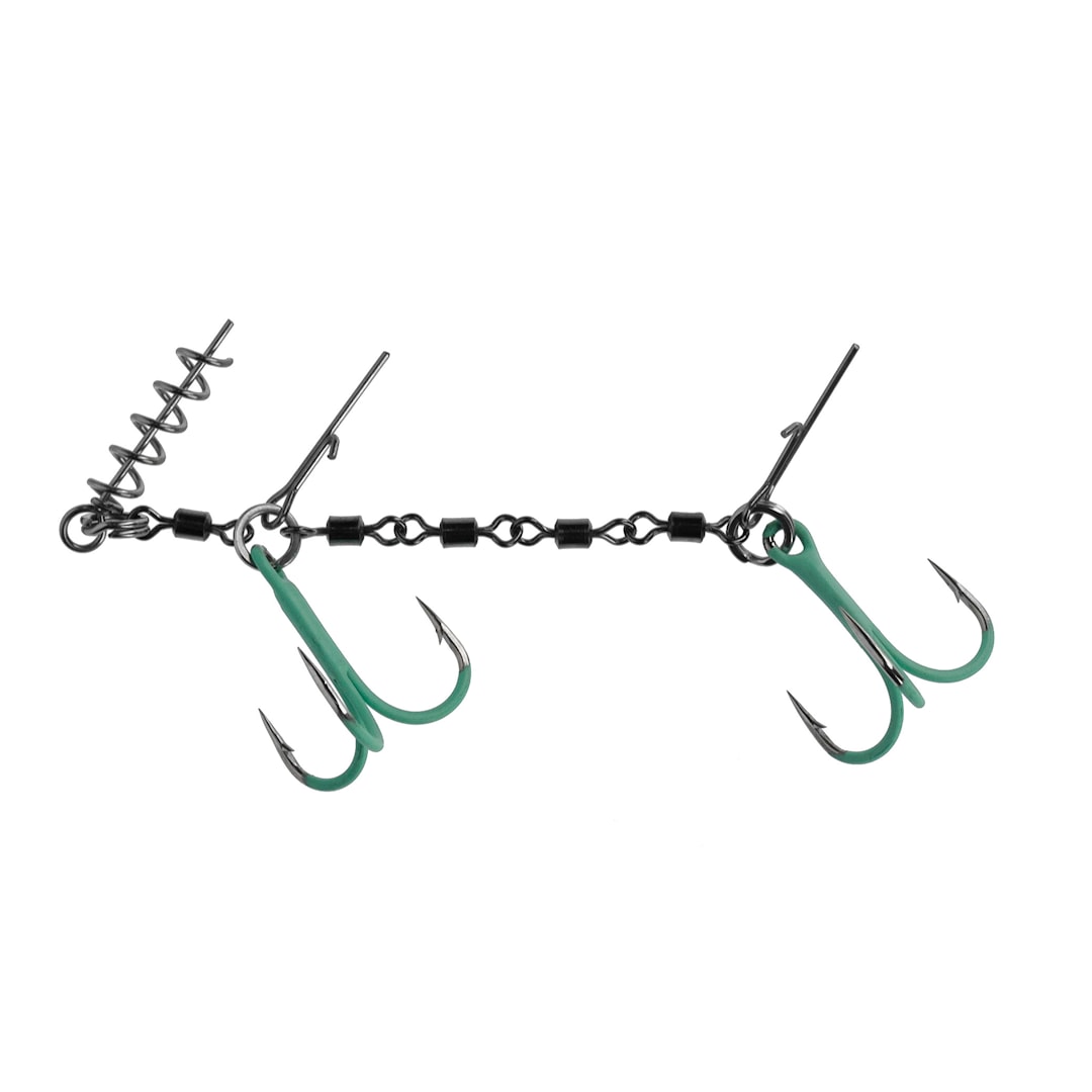 Mikado Jaws Double EVO Stinger Fluo färdig stingerrigg 2/0 - Mikado