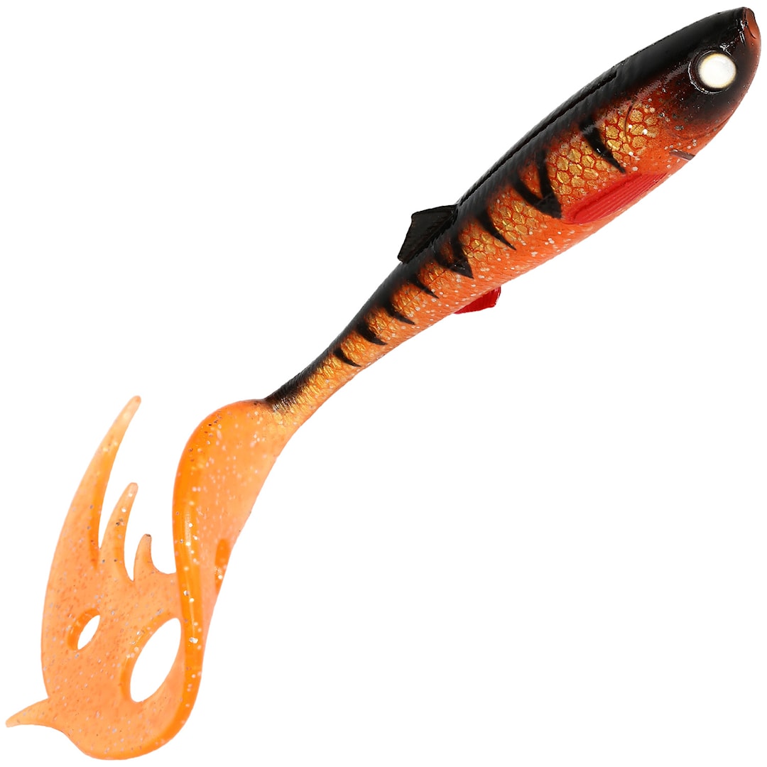 Mikado Sicario Pike Tail 18 cm jigg 2 st/pkt Orange Perch UV - Mikado