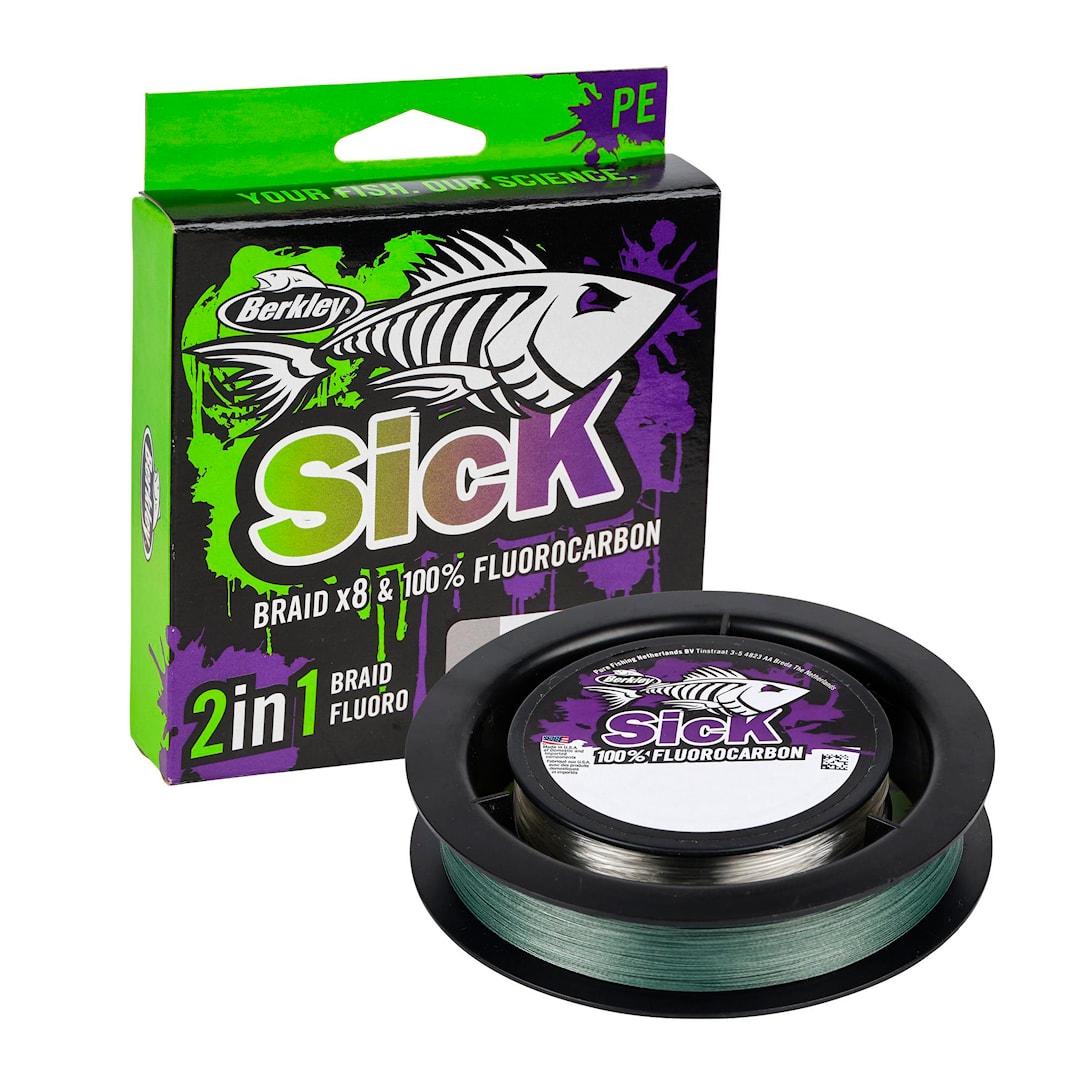 Berkley Sick Braid 150 m flätlina + fluorocarbon 0,12 mm / 0,35 mm - Berkley
