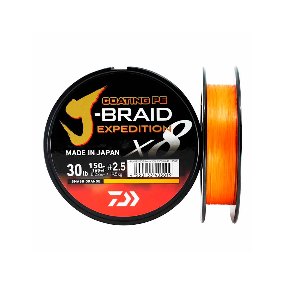 Daiwa J-Braid Expedition X8 Smash Orange 3000 m flätlina 0,10 mm - Daiwa