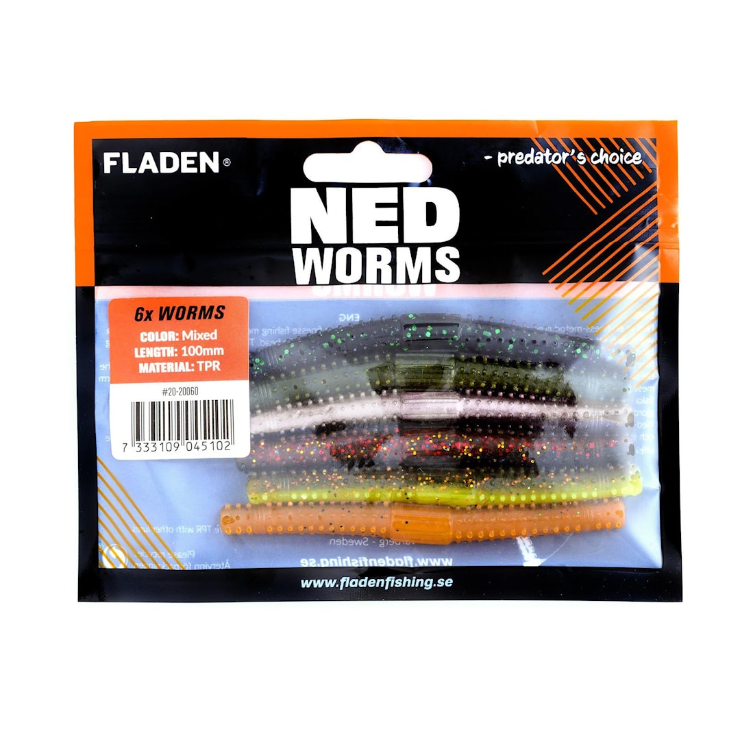 Fladen NED Worm Mix 10 cm jigg 6 st/pkt - Fladen