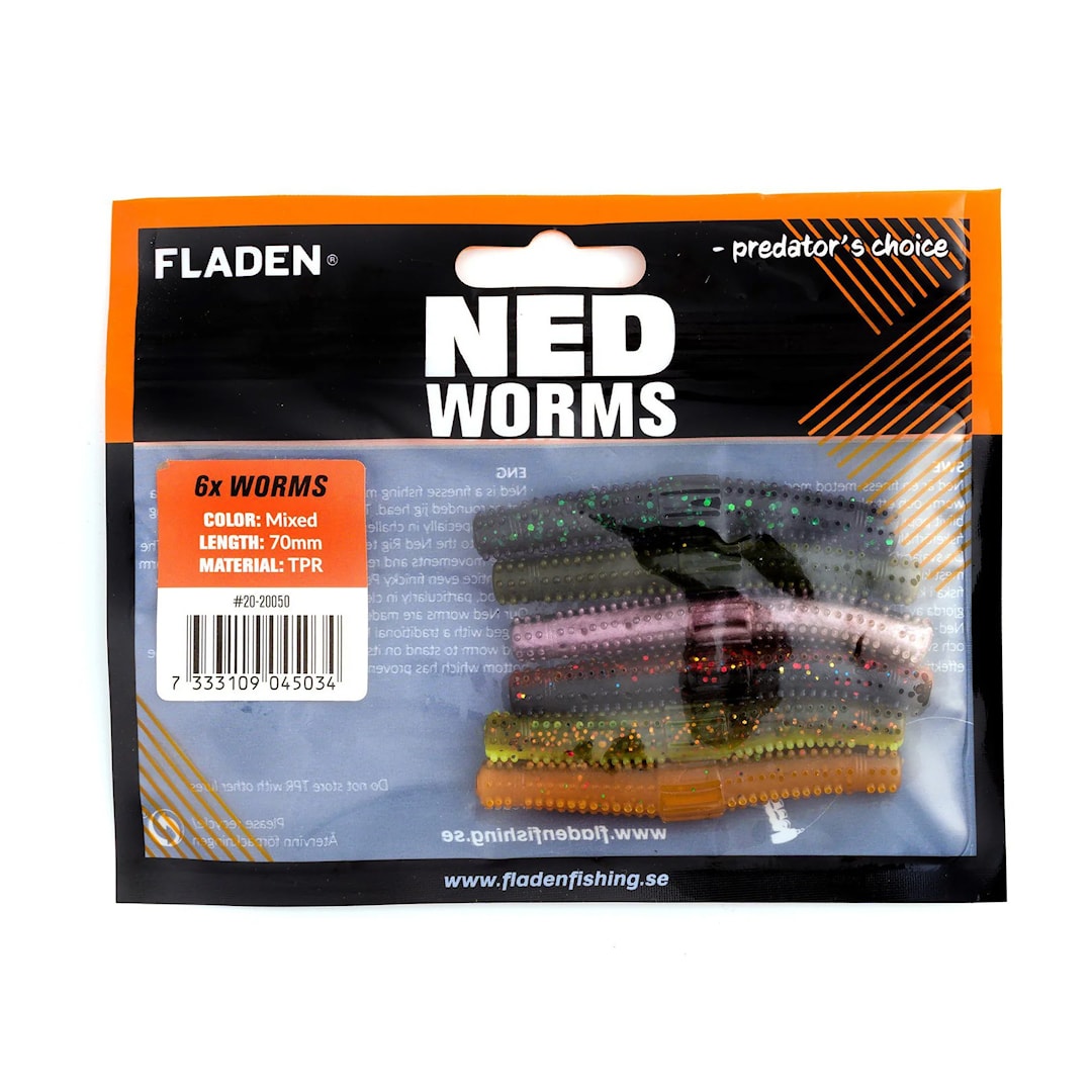 Fladen NED Worm Mix 7 cm jigg 6 st/pkt - Fladen