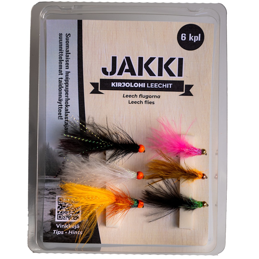 Jakki Kirjolohi Leech flugsortiment 6 st/pkt - Jakki