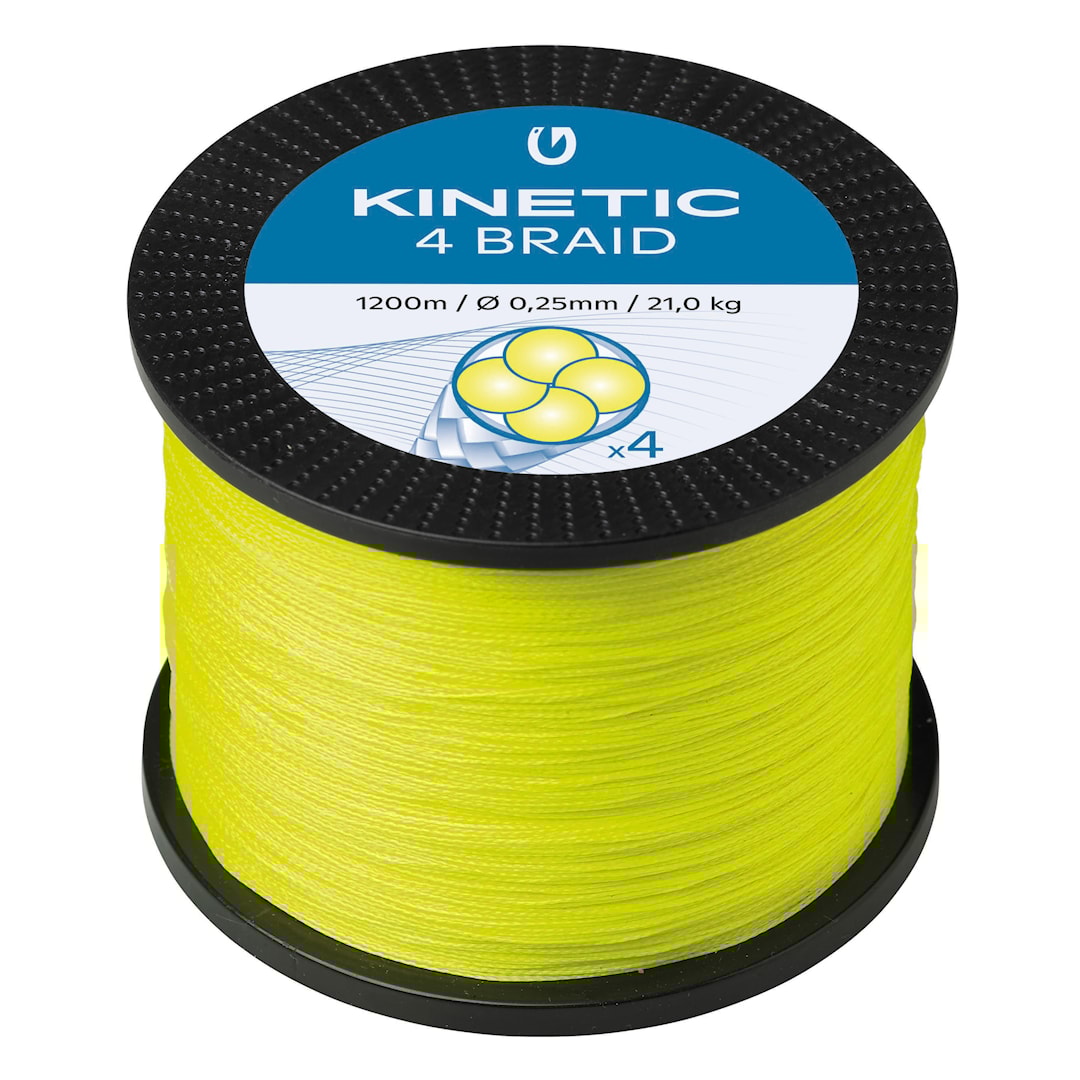 Kinetic 4 Braid Fluo Yellow 1200 m flätlina 0,35 mm - Kinetic