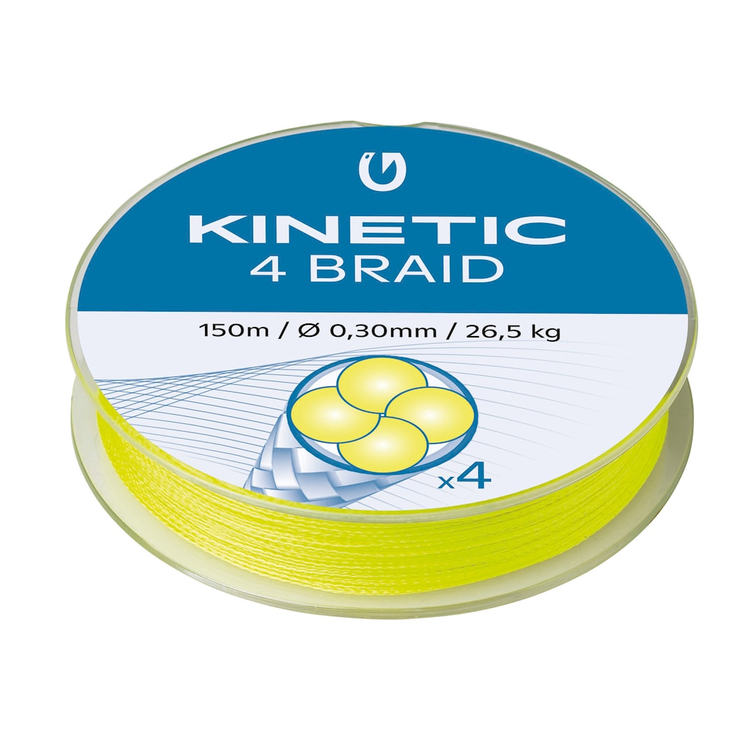 Kinetic 4 Braid Fluo Yellow 150 m flätlina 0,30 mm - Kinetic