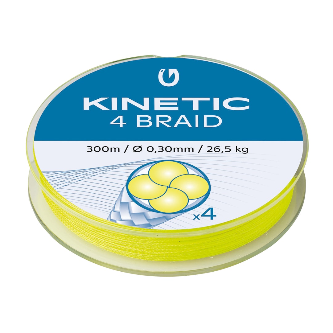 Kinetic 4 Braid Fluo Yellow 300 m flätlina 0,12 mm - Kinetic