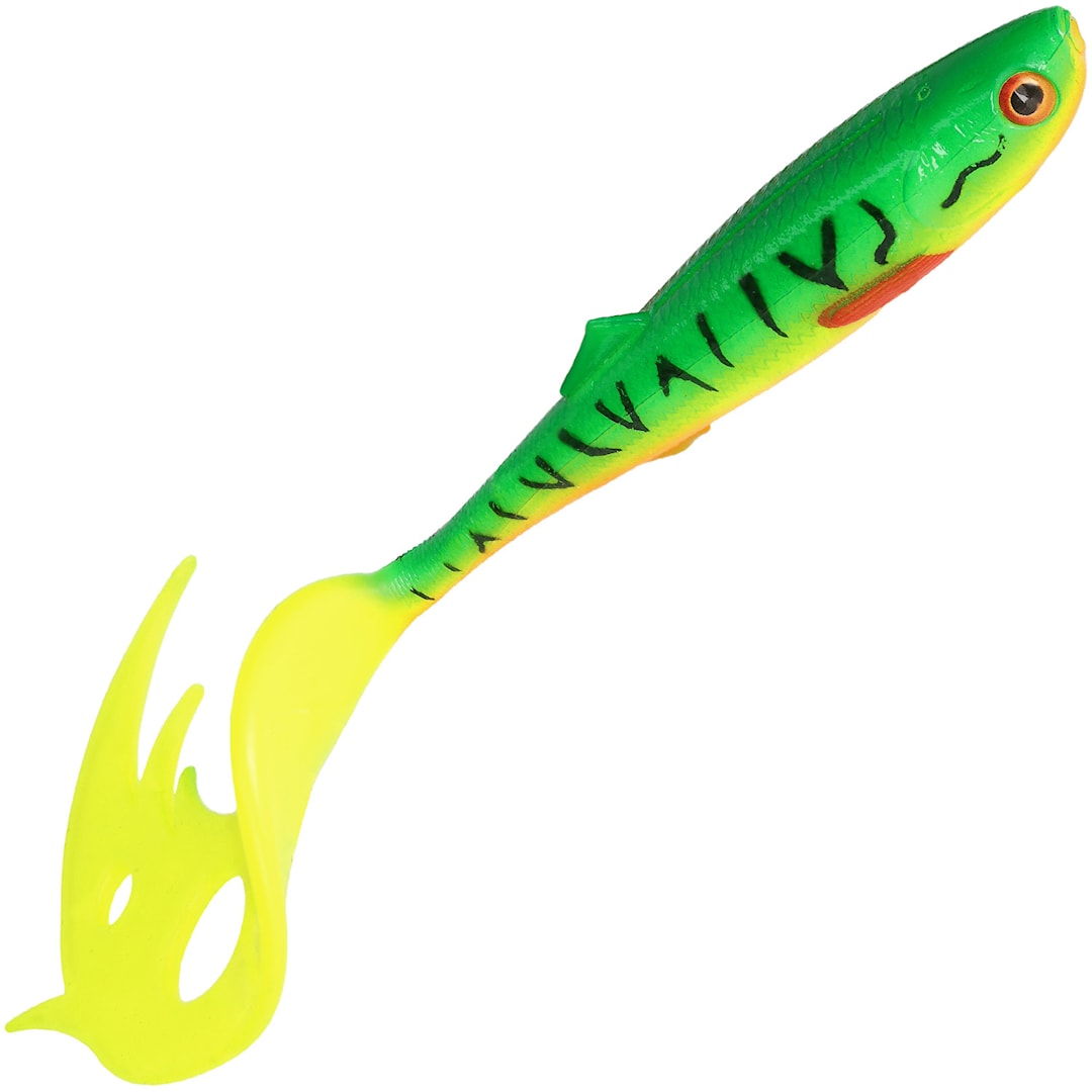 Mikado Sicario Pike Tail 18 cm jigg 2 st/pkt Firetiger UV - Mikado