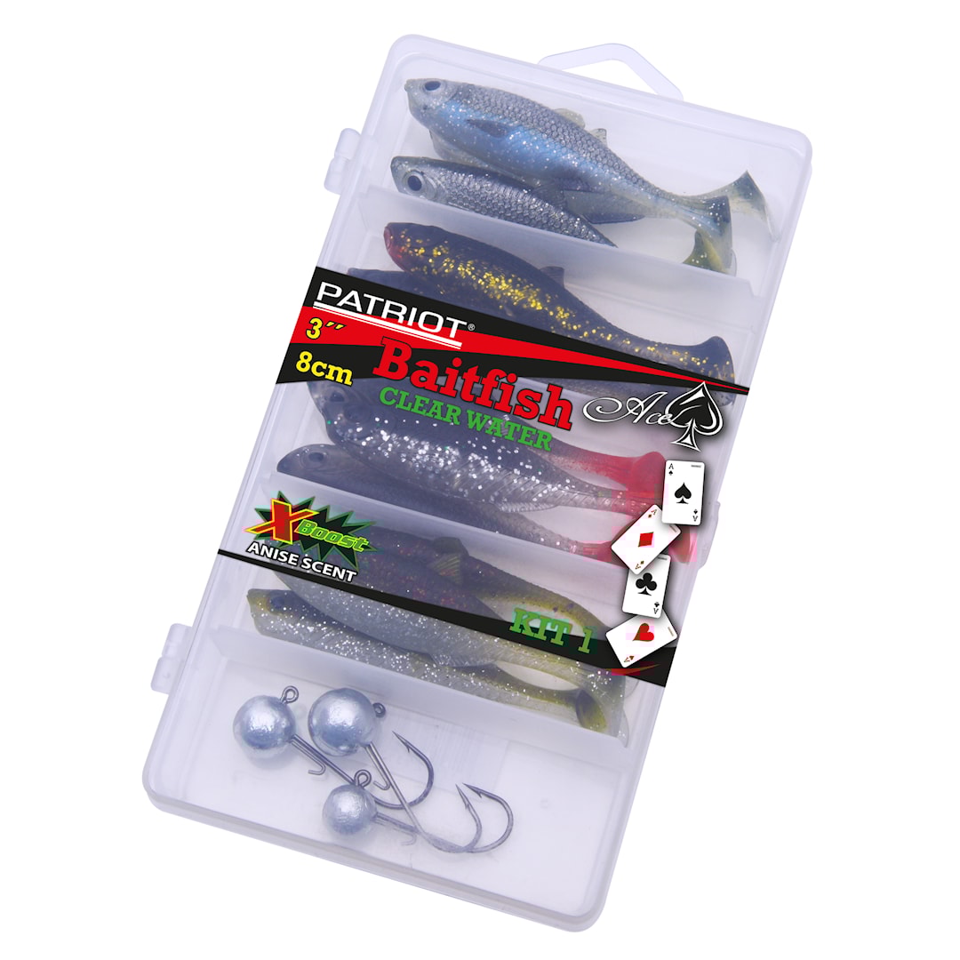 Patriot Baitfish 8 cm Clear Water jiggsortiment 12+3 st/pkt - Patriot