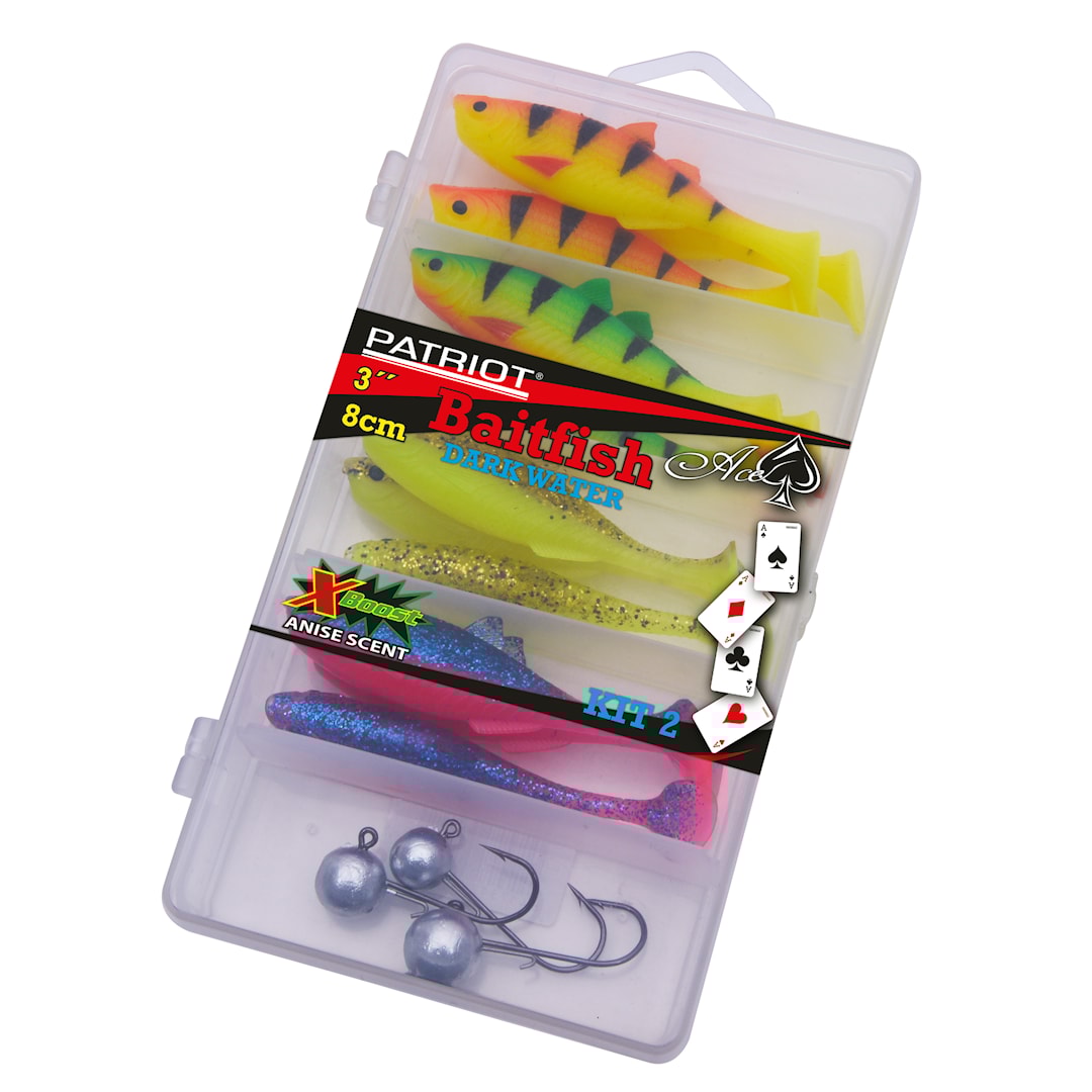Patriot Baitfish 8 cm Dark Water jiggsortiment 12+3 st/pkt - Patriot