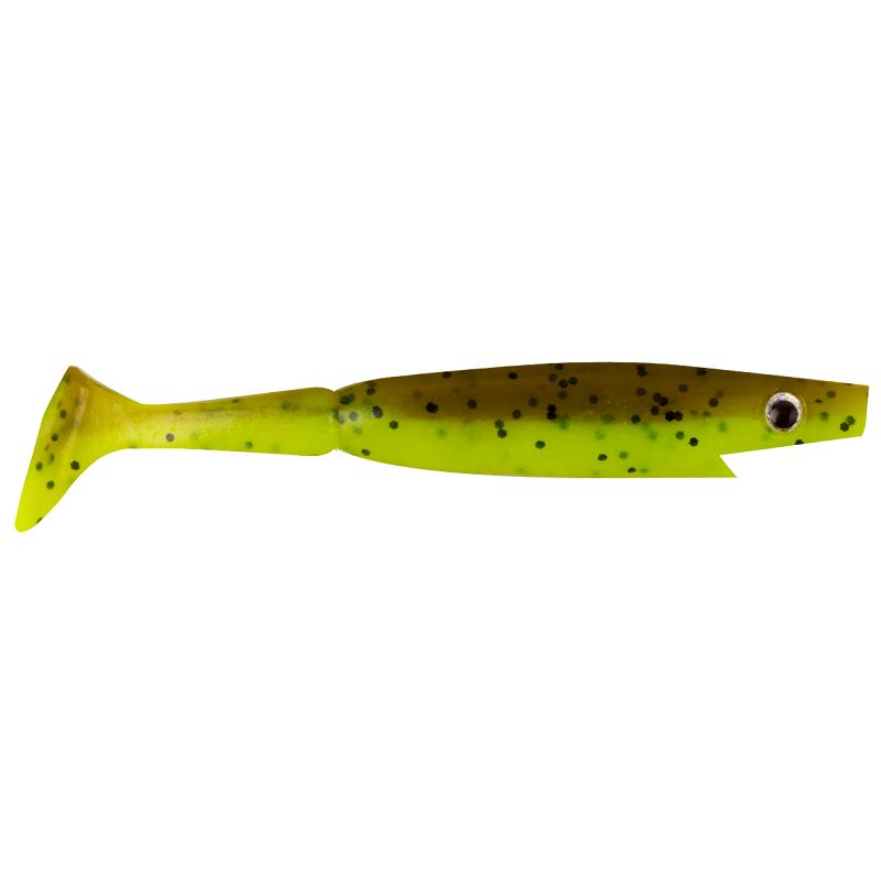 Piglet Shad - 10cm, 7g - Brown Chartreuse Flake - 6pcs