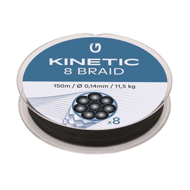 Kinetic 8 Braid 300m 0,12mm/9,6kg Black - Fiskelina