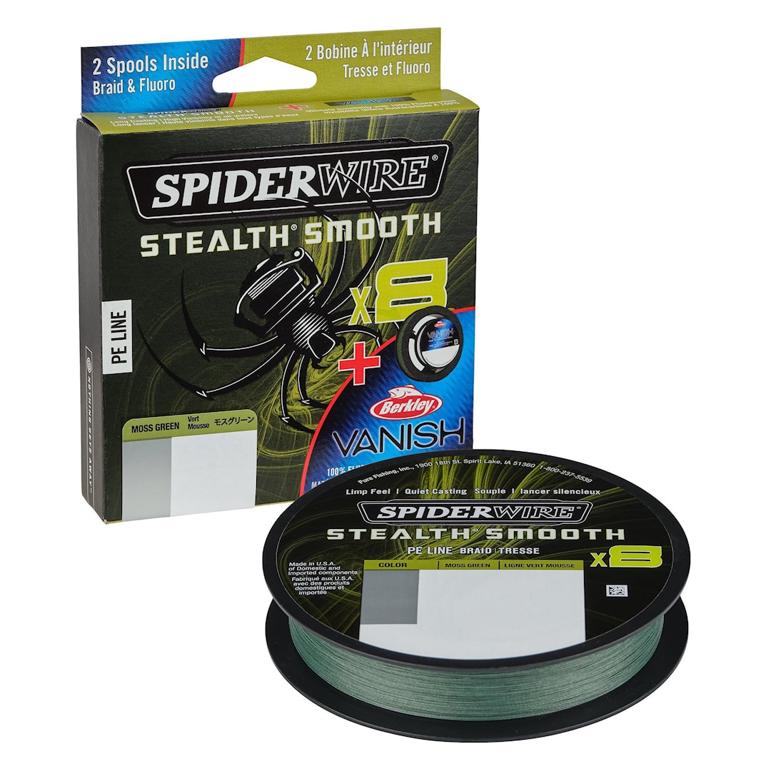 Spiderwire Stealth Smooth 8X flätlina 150 m + fluorocarbon 0,19 / 0,45 mm - Spiderwire